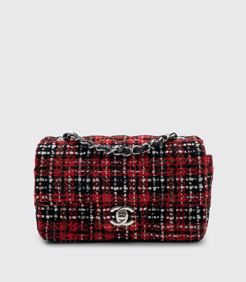 chanel red tweed bag