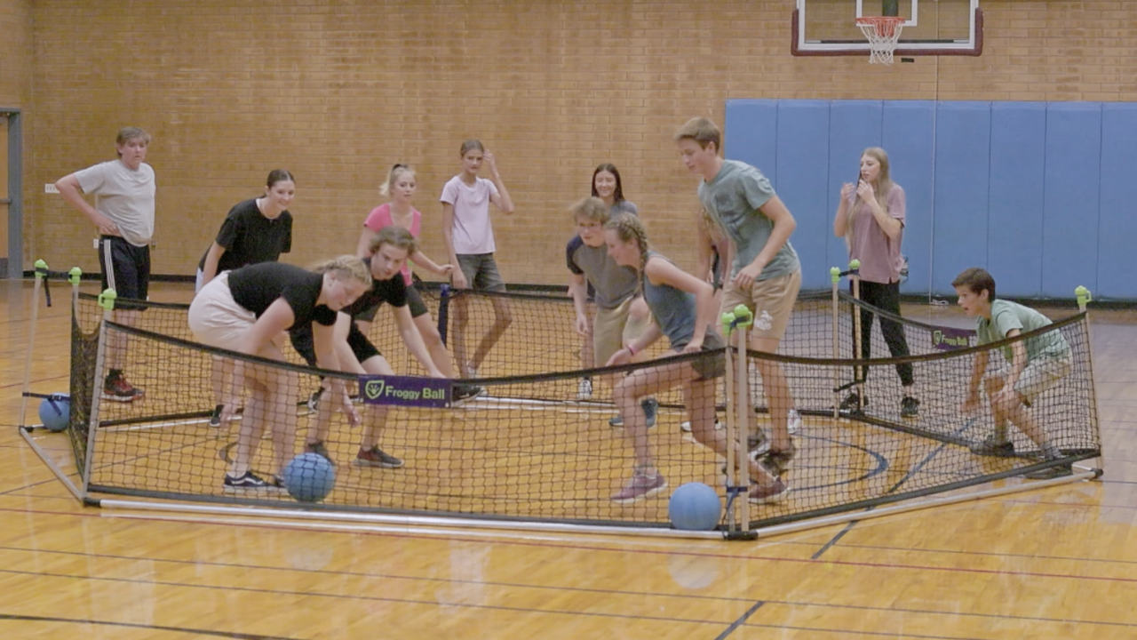 Teenagers playing Gaga Ball