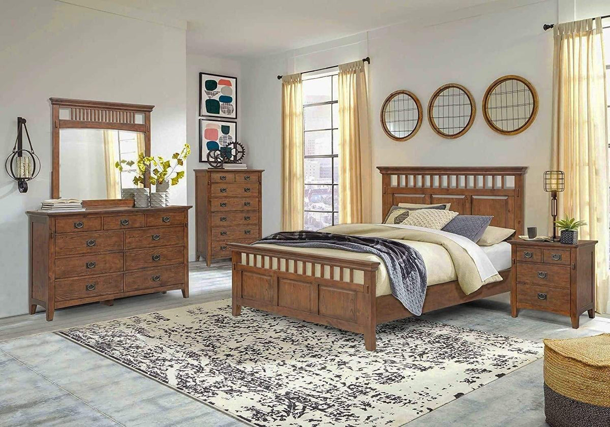 Sunset Trading Bedroom Sets King Sunset Trading Mission Bay 5 Piece Bedroom Set | Amish Brown Solid Wood | Panel Bed Dresser Mirror Chest Nightstand