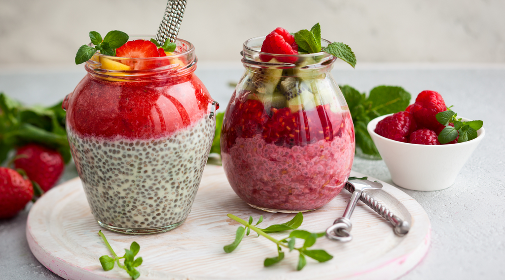 fancy chia pudding with different colors