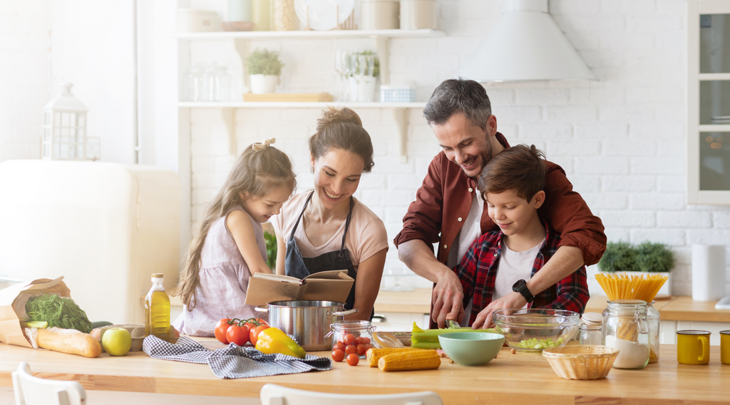 Family cooking together