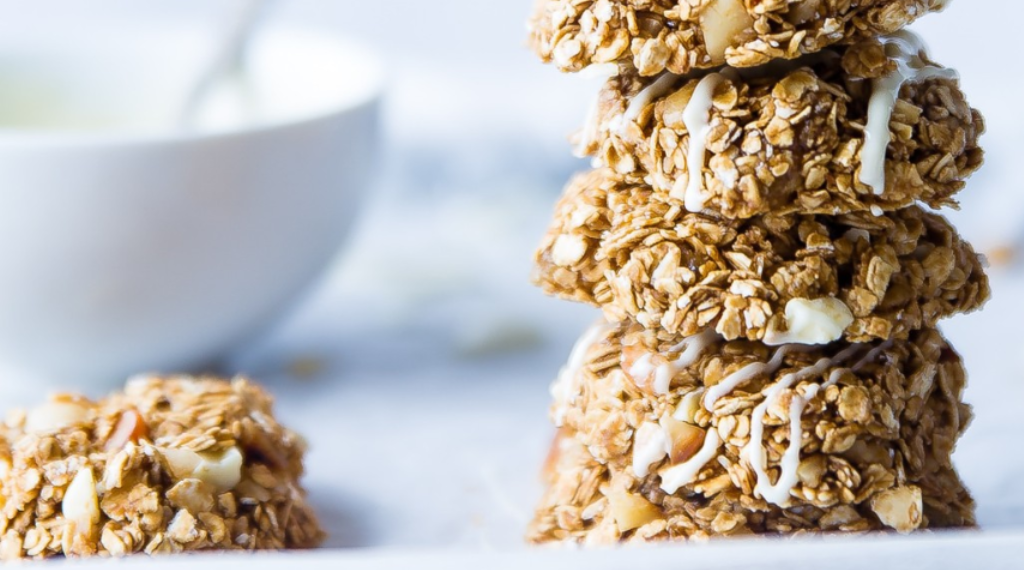 White chocolate almond butter banana cookies