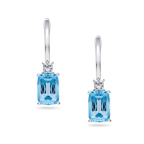 Aquamarine & Diamond Drop Earrings