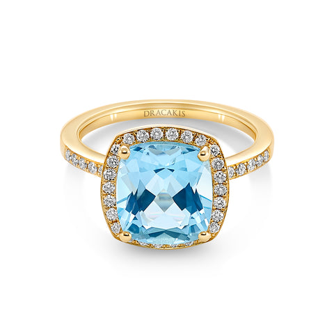 Blue Topaz & Diamond Cocktail Ring