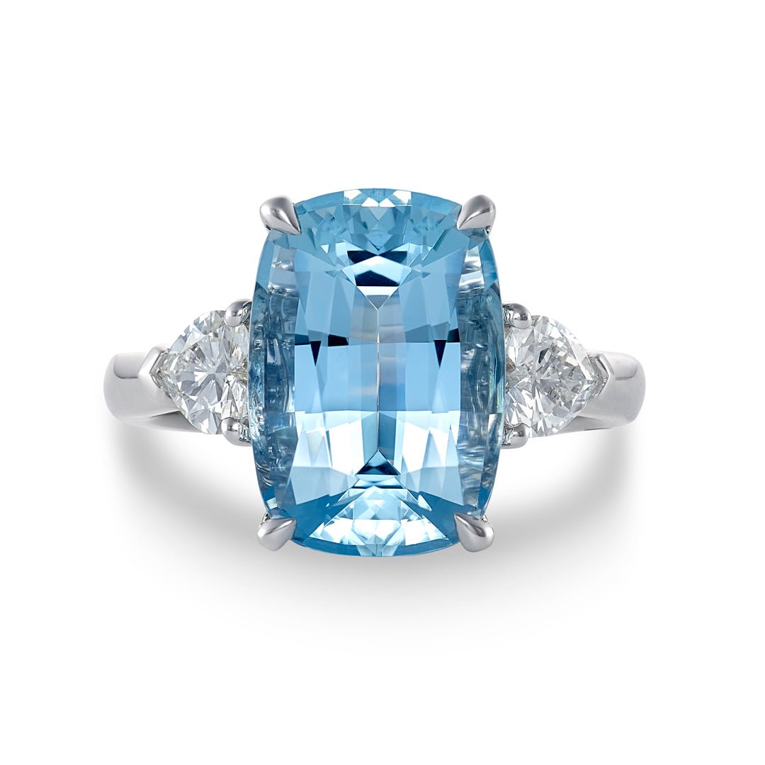 aquamarine diamond cluster ring