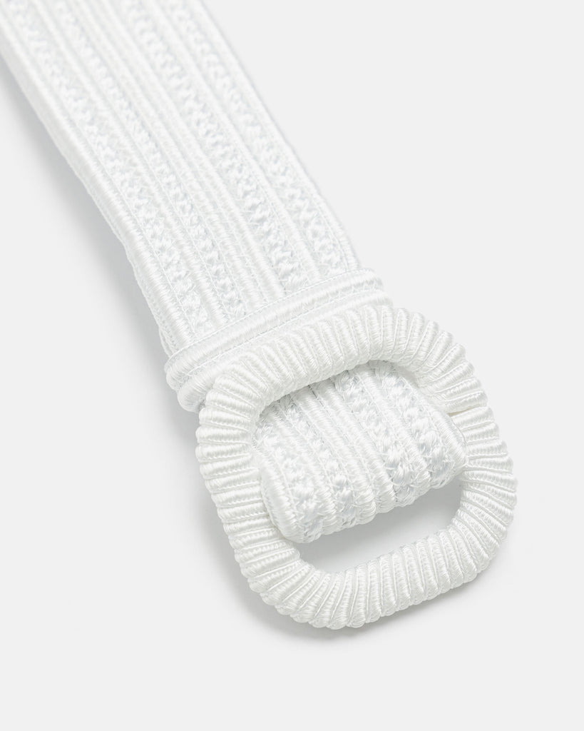 White Wide Band Braided Flat Belt Trimming Wave Line Wbbing