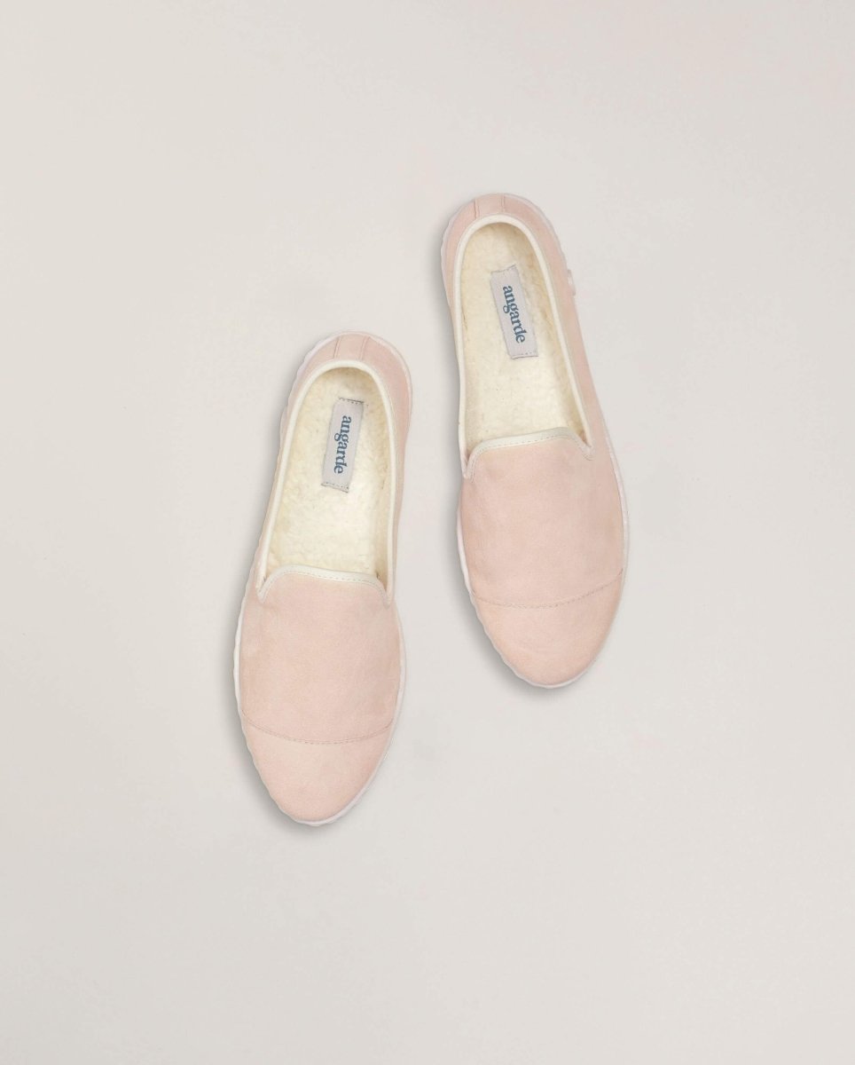 Chaussons en cuir rose