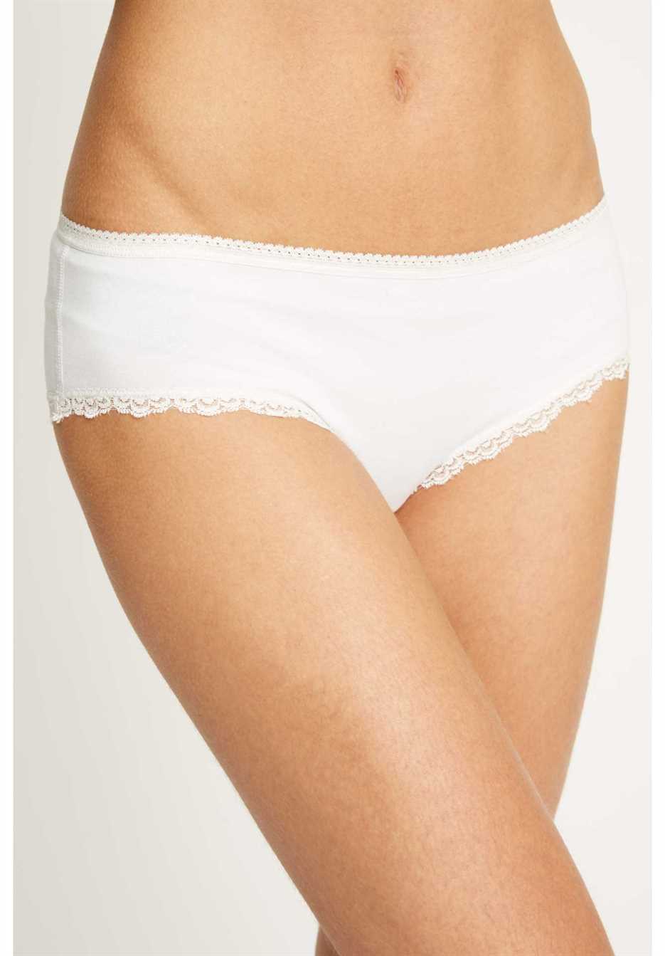 String taille haute en dentelle recyclée et vegan Luna - Beige