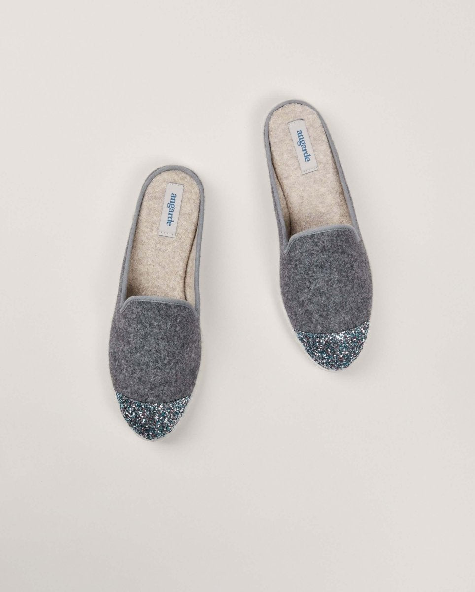 Mule en laine gris paillettes