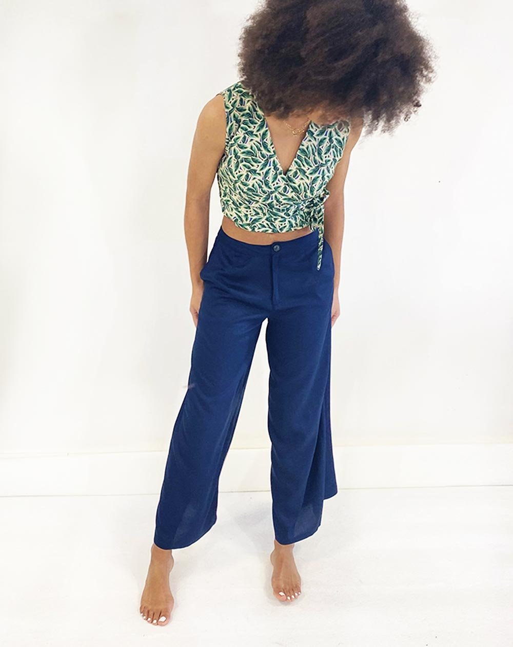 Pantalon bleu en lin - Zhea