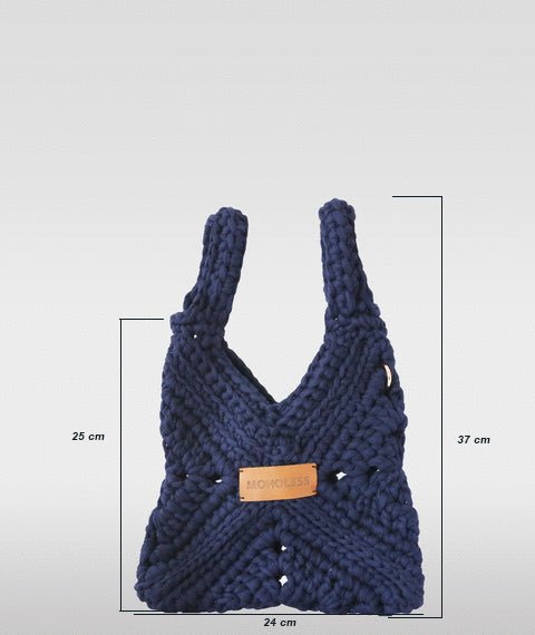 Sac bleu marine matiÃ¨re upcyclÃ©e - Top Bag Crochet