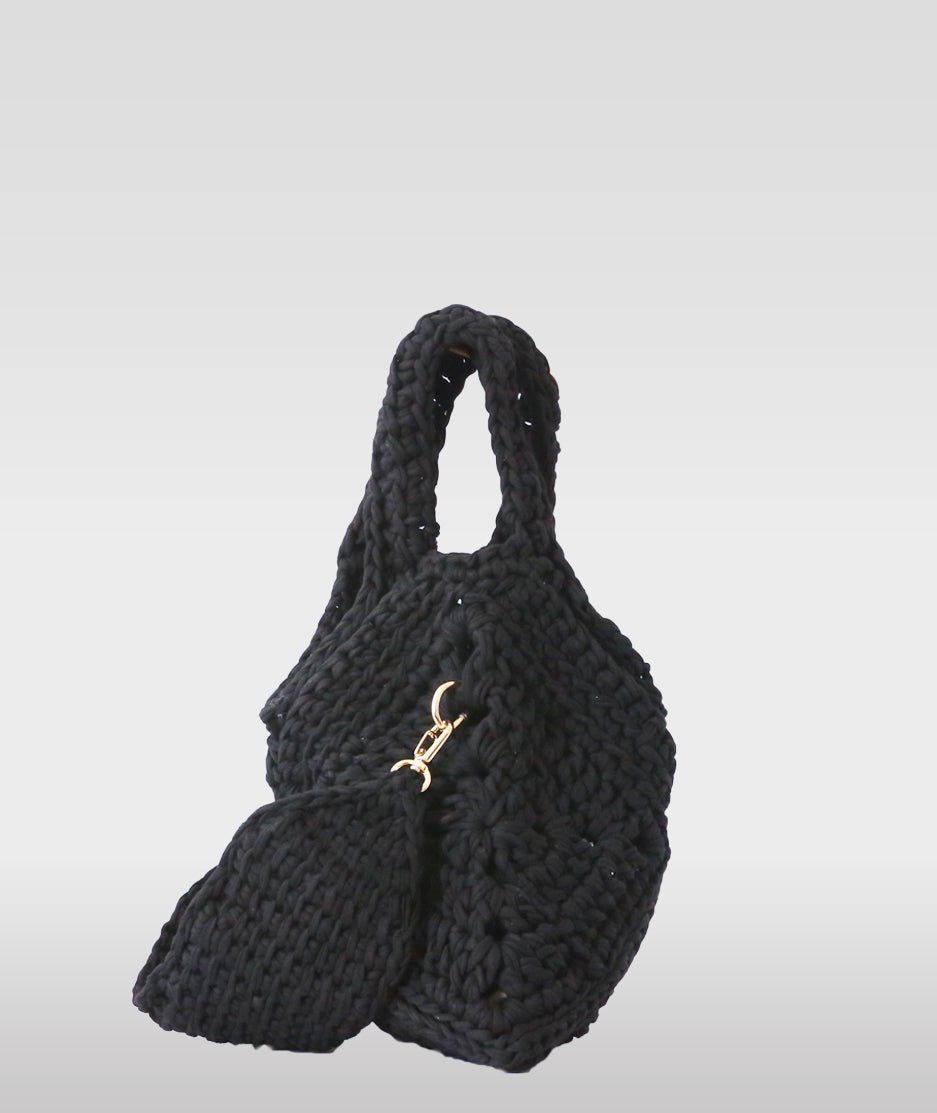 Sac noir matiÃ¨re upcyclÃ©e - Top Bag Crochet