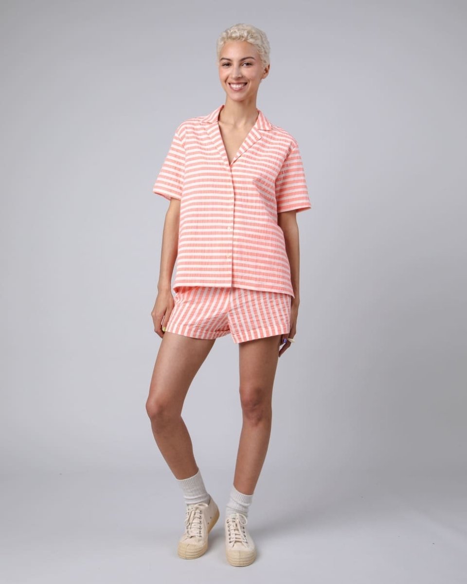 Short coton biologique - Stripes belted