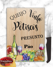 Load image into Gallery viewer, Portugal Cheese Glass Cutting Board, Portuguese Kitchen Decor, Gift for Avo, Petisco Board, Portugal Housewarming Gift, Appetizer Display
