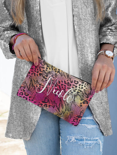 Personalized Metallic Pink Cosmetic Bag