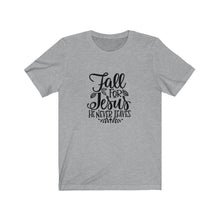 Load image into Gallery viewer, Fall for Jesus Tshirt, Christian Unisex Tee, Catholic Shirts, Spiritual Tshirt, Christian Gifts, Jesus Lover, Fall Shirt, Funny Autumn Shirt
