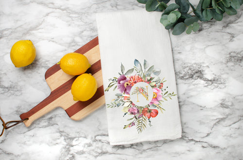 Personalized Flour Sack Kitchen Towels, Custom Monogrammed Tea