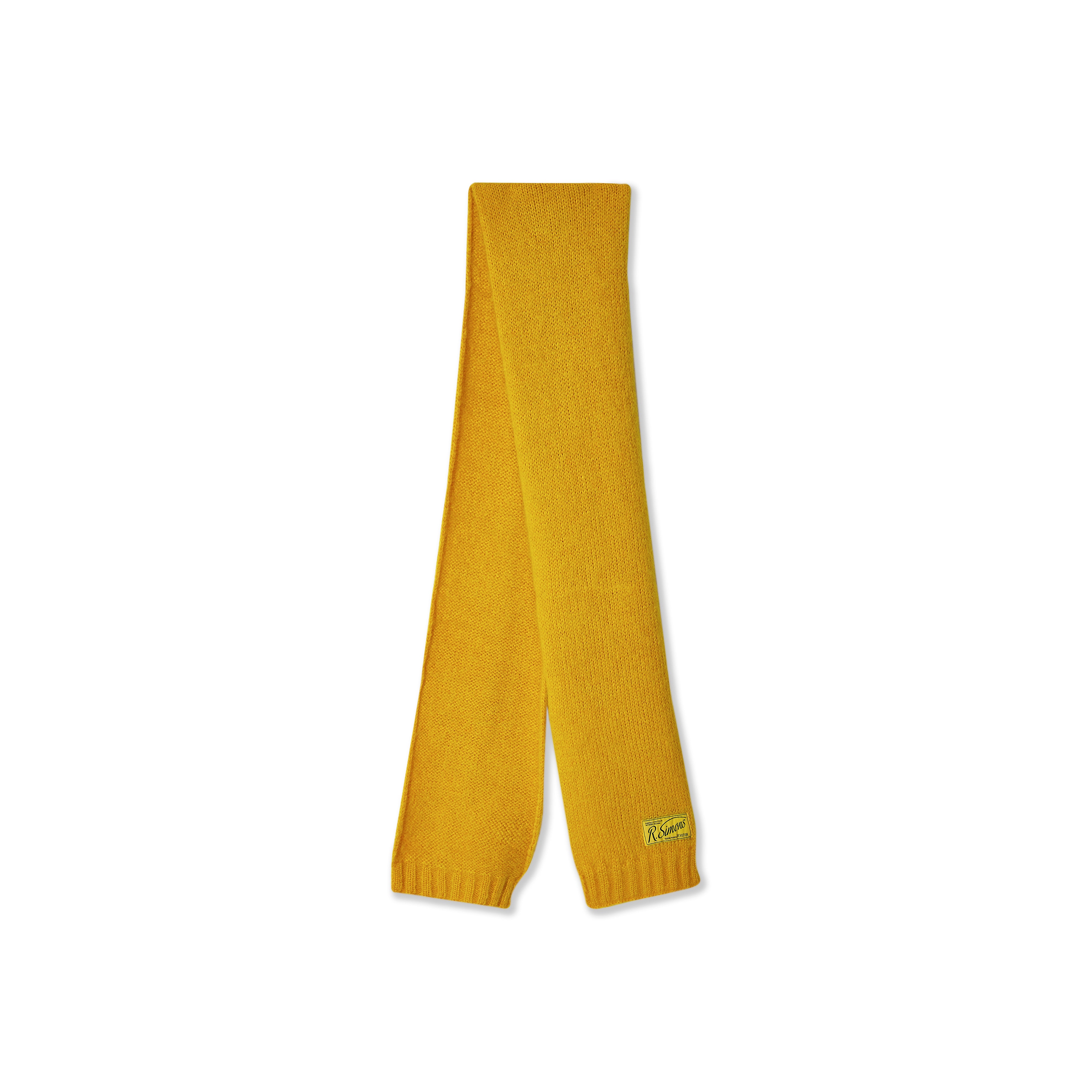 Raf Simons Knit Scarf With Woven Label (Yellow) | Dover Street