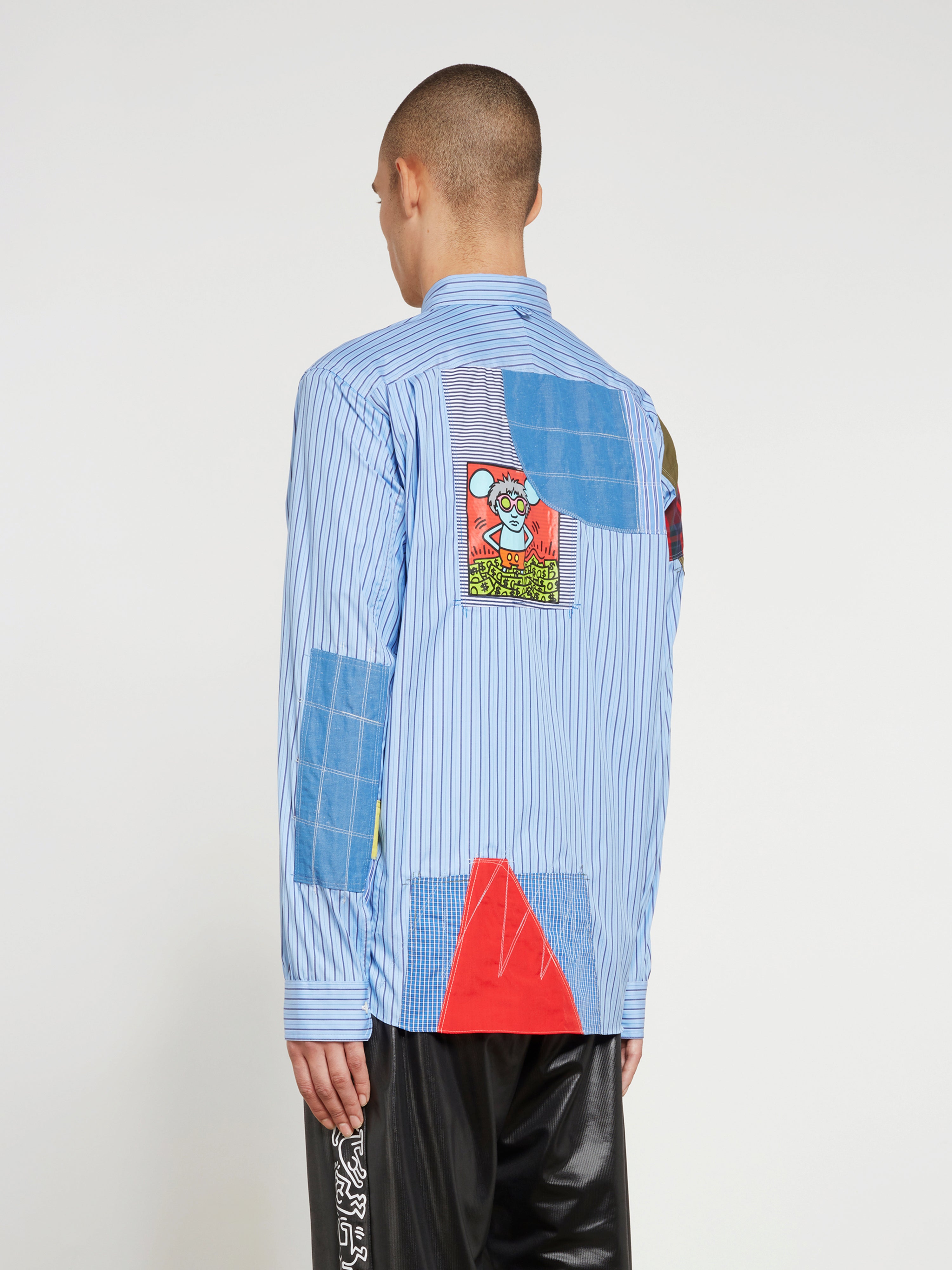Junya Watanabe MAN - Keith Haring Slim Fit Cotton Patchwork Shirt - (Blue  Stripe)