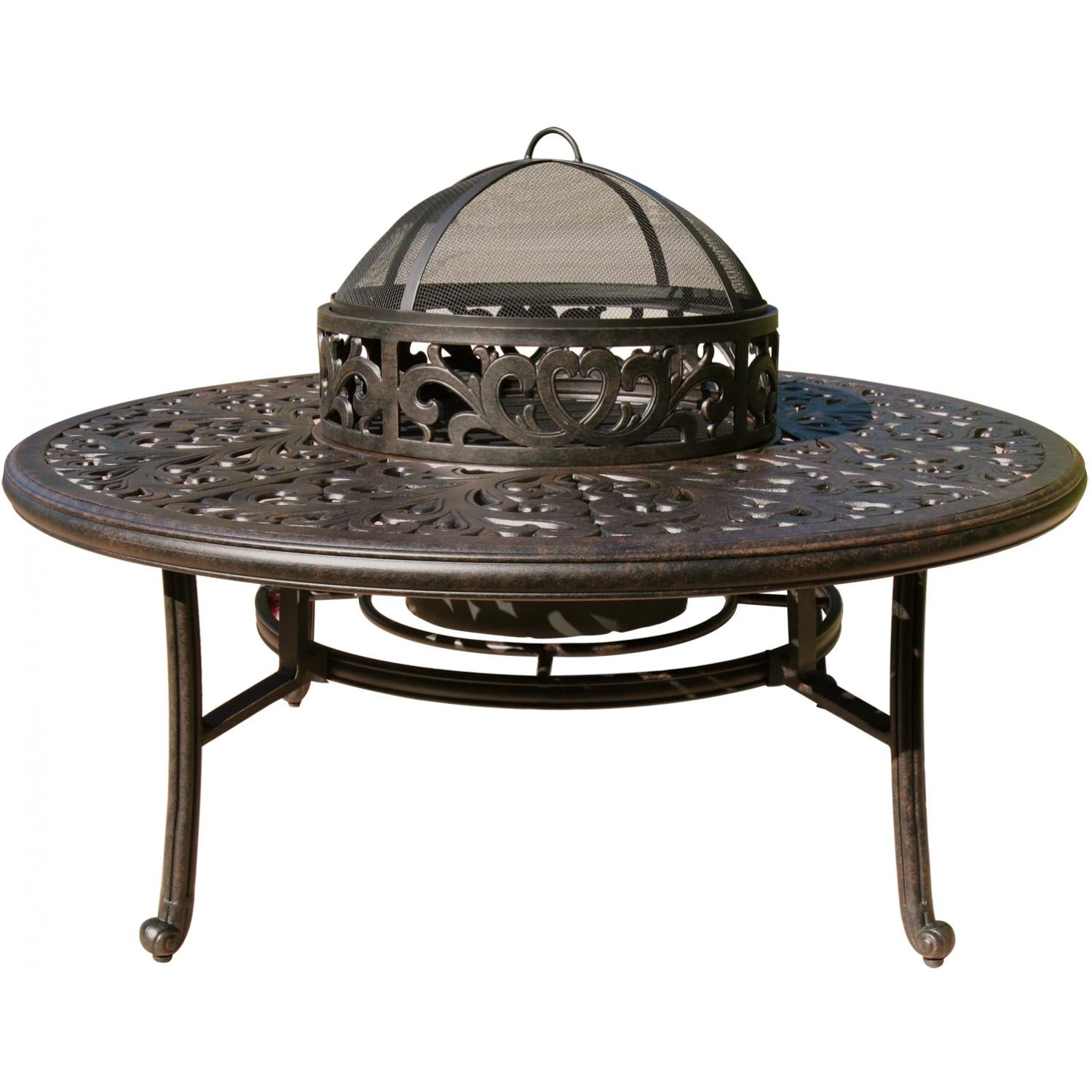 Darlee Elisabeth 5 Piece Cast Aluminum Patio Fire Pit Conversation