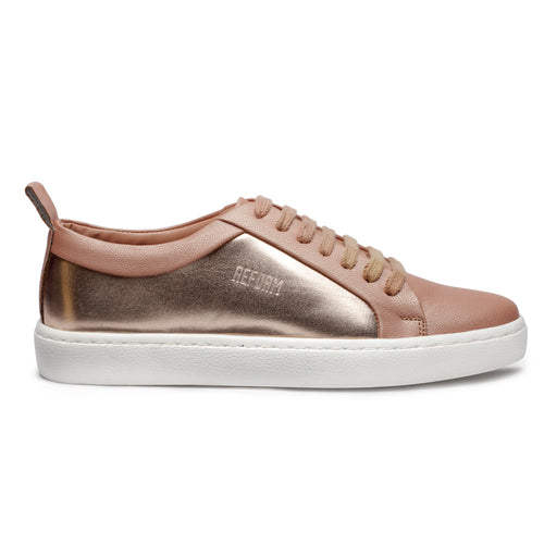 Load image into Gallery viewer, Women&#39;s Rose-Pink Synthetic Leather Lace up Casual Sneaker
