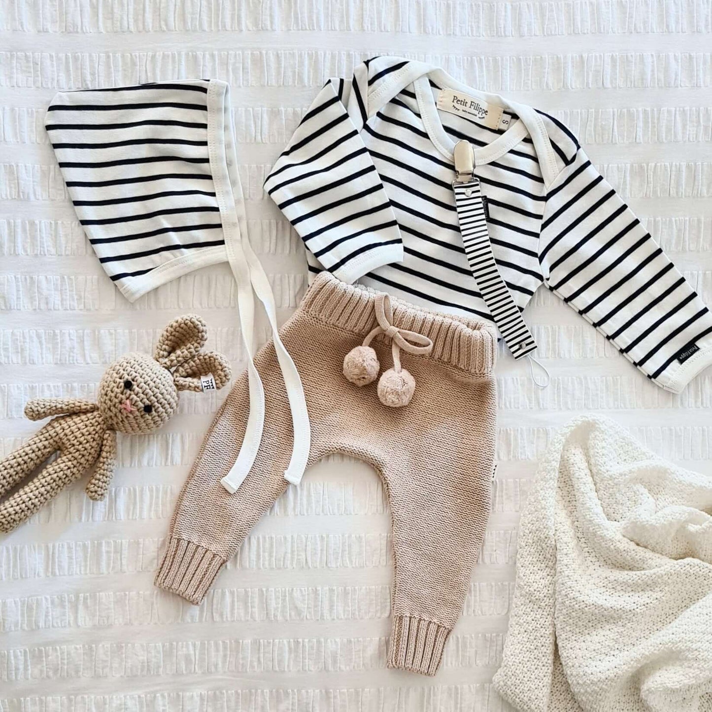 Baby Bodysuit - Long Sleeves - Breton Stripes | Petit Filippe