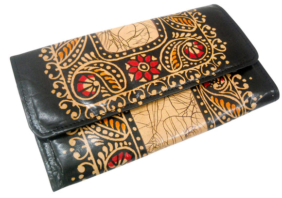 Batik Design Colorful Genuine 100% Pure Leather Shantiniketan Clutch hand Purse