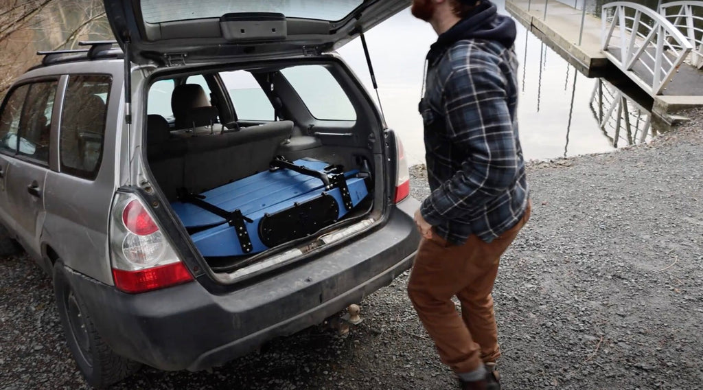 BlueBoat folds to a compact size for transport in most car trunks.