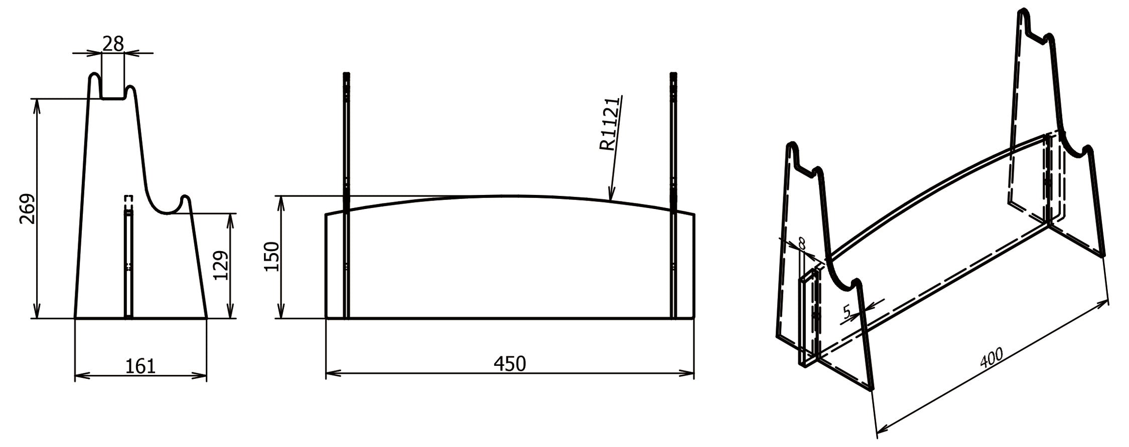 Acrylic Clear Sword Rack for swords with a blade between 65 cm and 80 cm