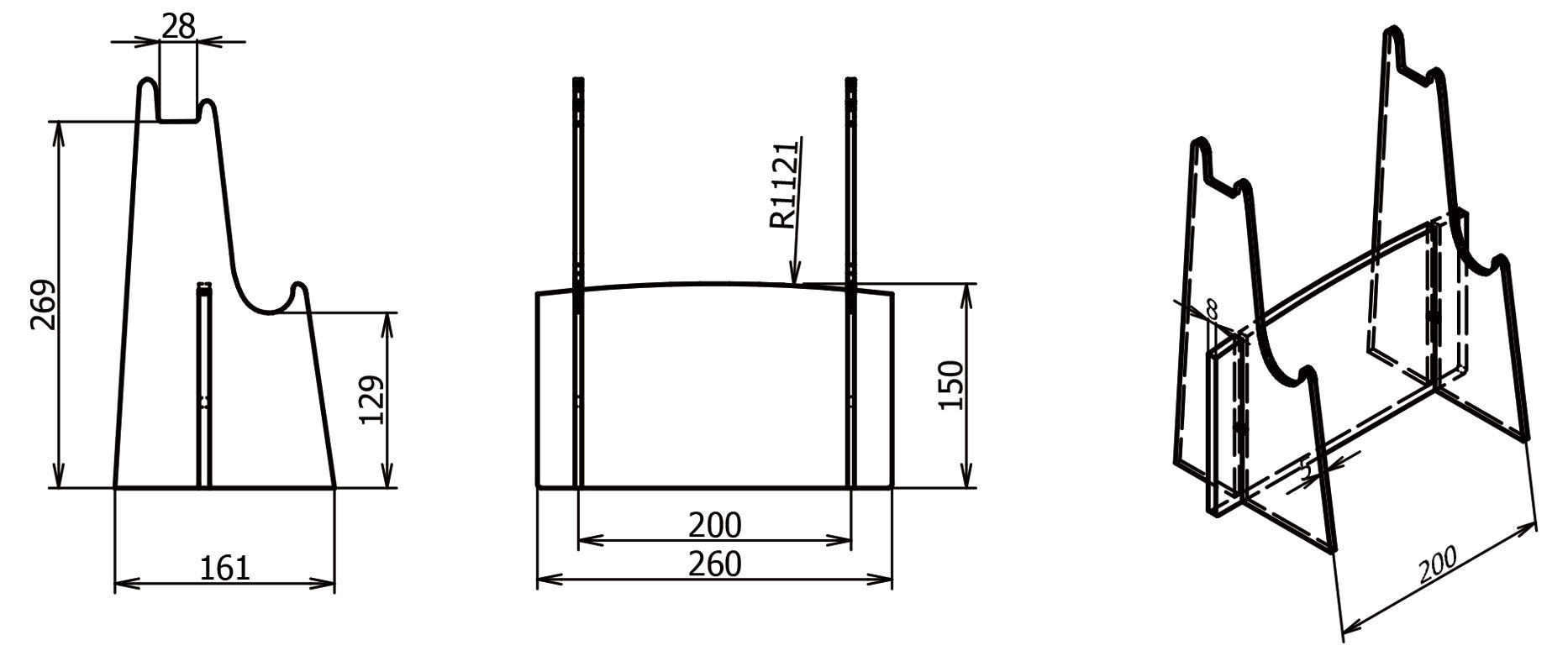 Acrylic Clear Sword Rack for swords with a blade between 24 cm and 30 cm