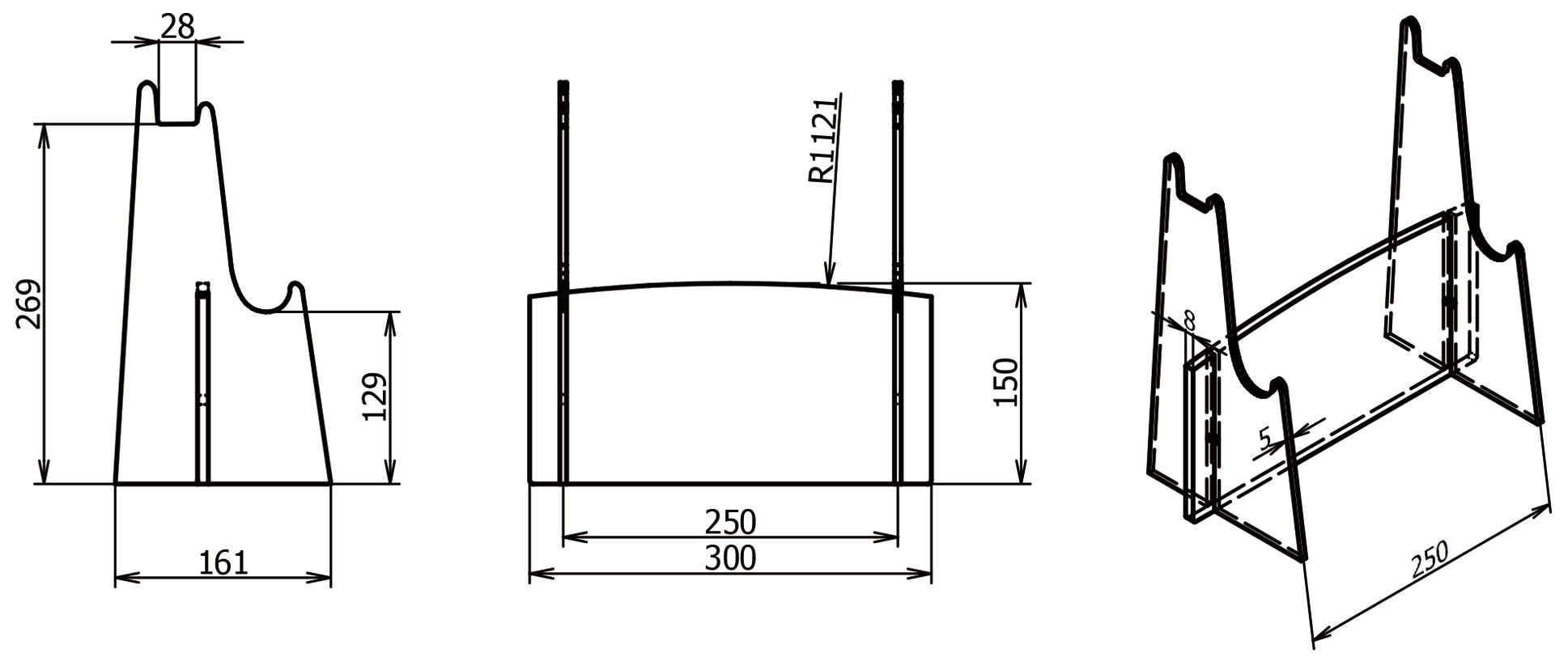 Acrylic Clear Sword Rack for swords with a blade between 30 cm and 40 cm