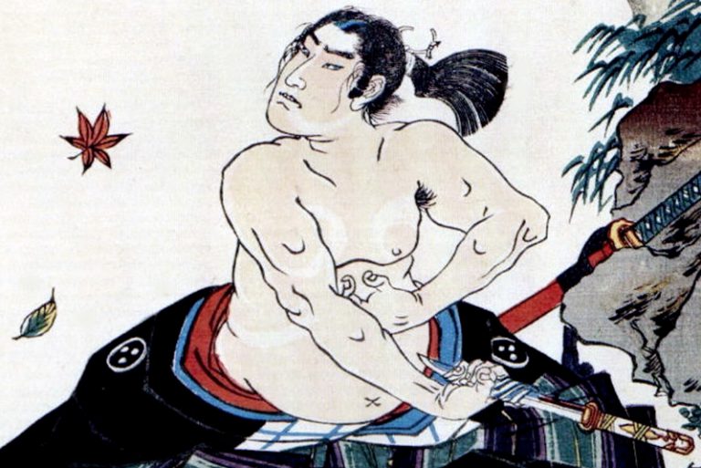 Seppuku(harakiri) scene in Ukiyoe