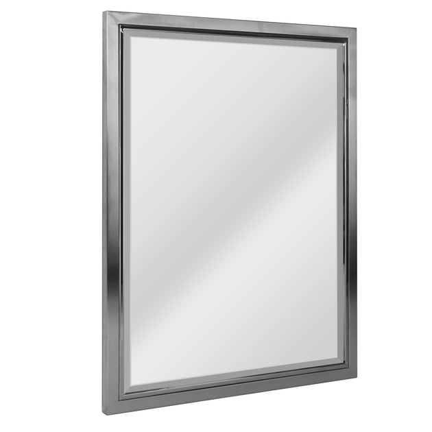 Brushed Nickel and Chrome Metal Framed Wall Mirror | HeadWestMirror.com