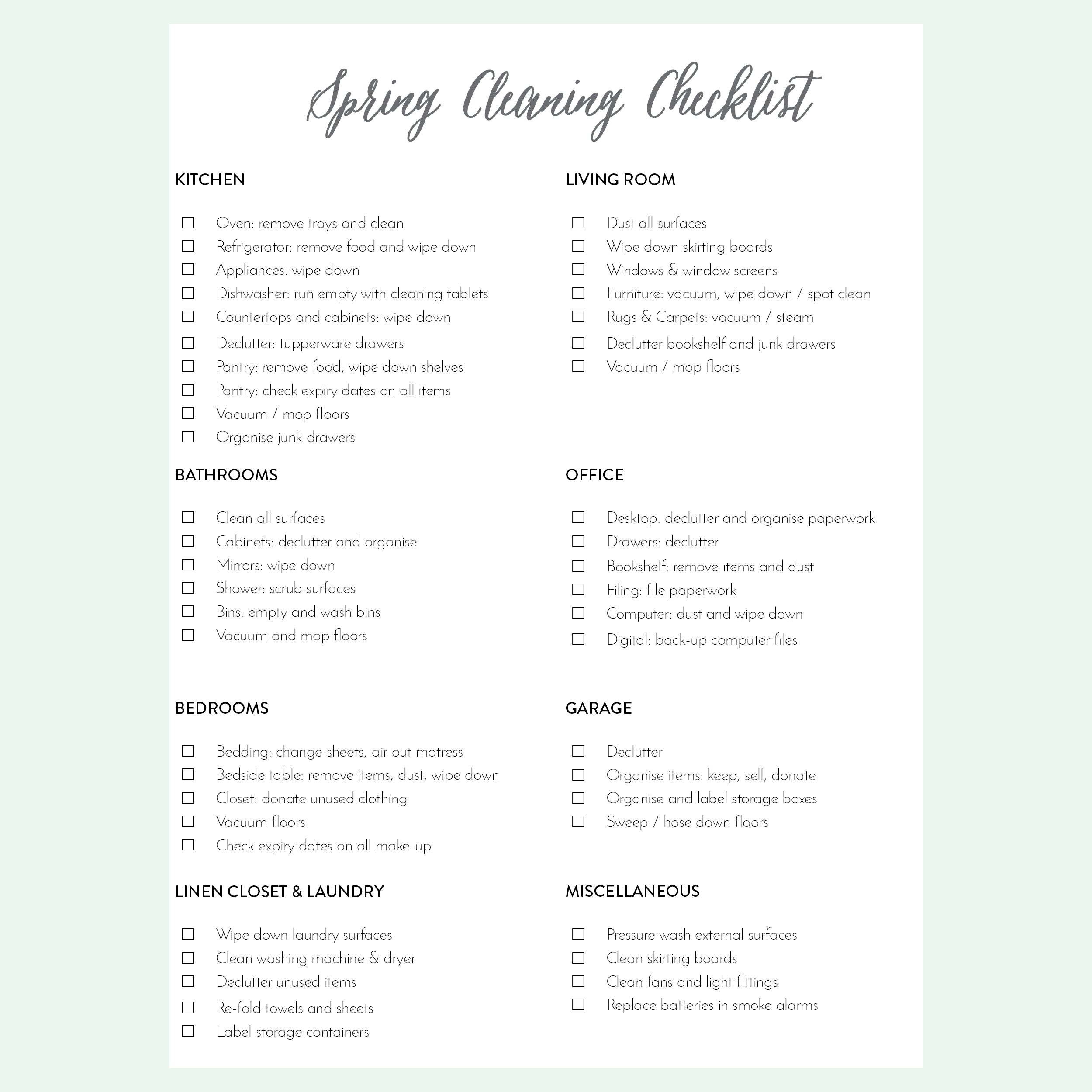 christian spring cleaning checklist