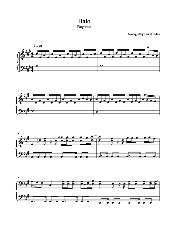 halo beyonce sheet music