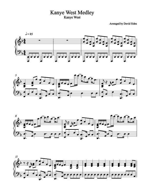 Kanye West Medley Piano Sheet Music – David Sides Enterprises, Inc.