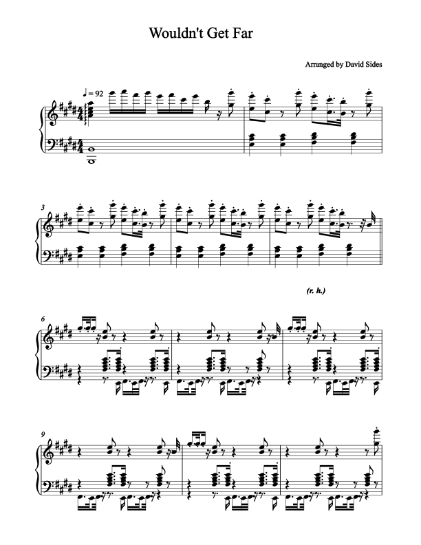 Wouldn't Get Far (The Game ft. Kanye West) Piano Sheet Music