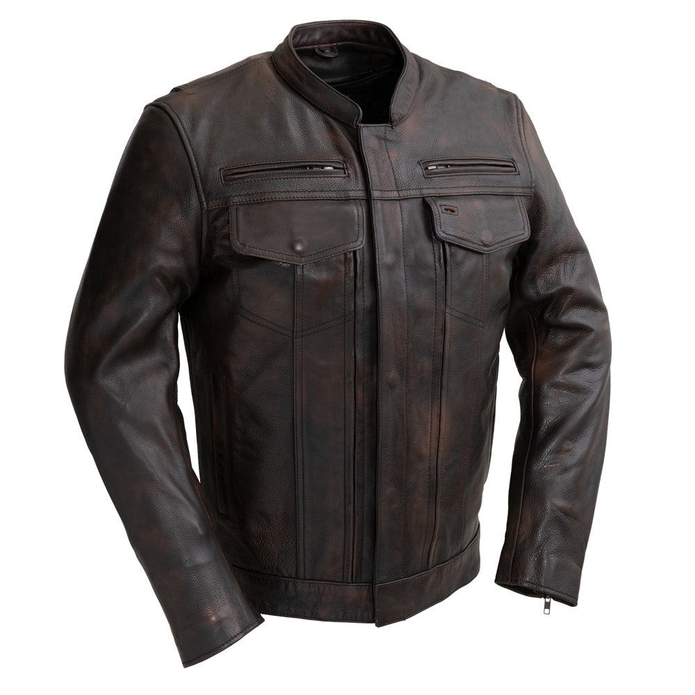 First MFG Co. Raider Men's Motorcycle Leather Jacket (Copper) – Image ...