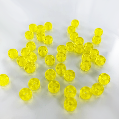 Glaskralen groot gat 6mm geel