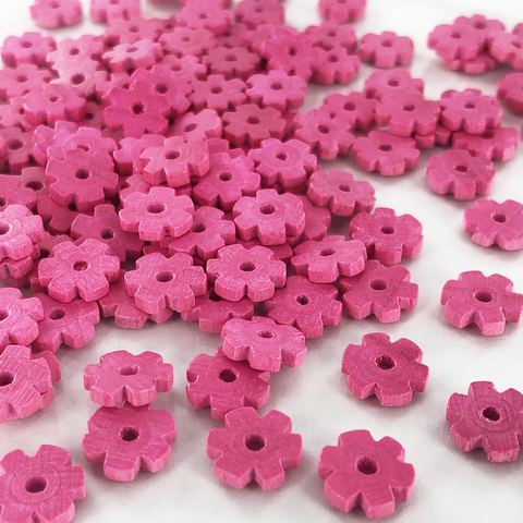 Houten bloemkralen 9mm roze