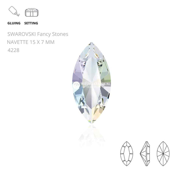 Swarovski Navette Fancy Stones 15x7mm Crystal AB
