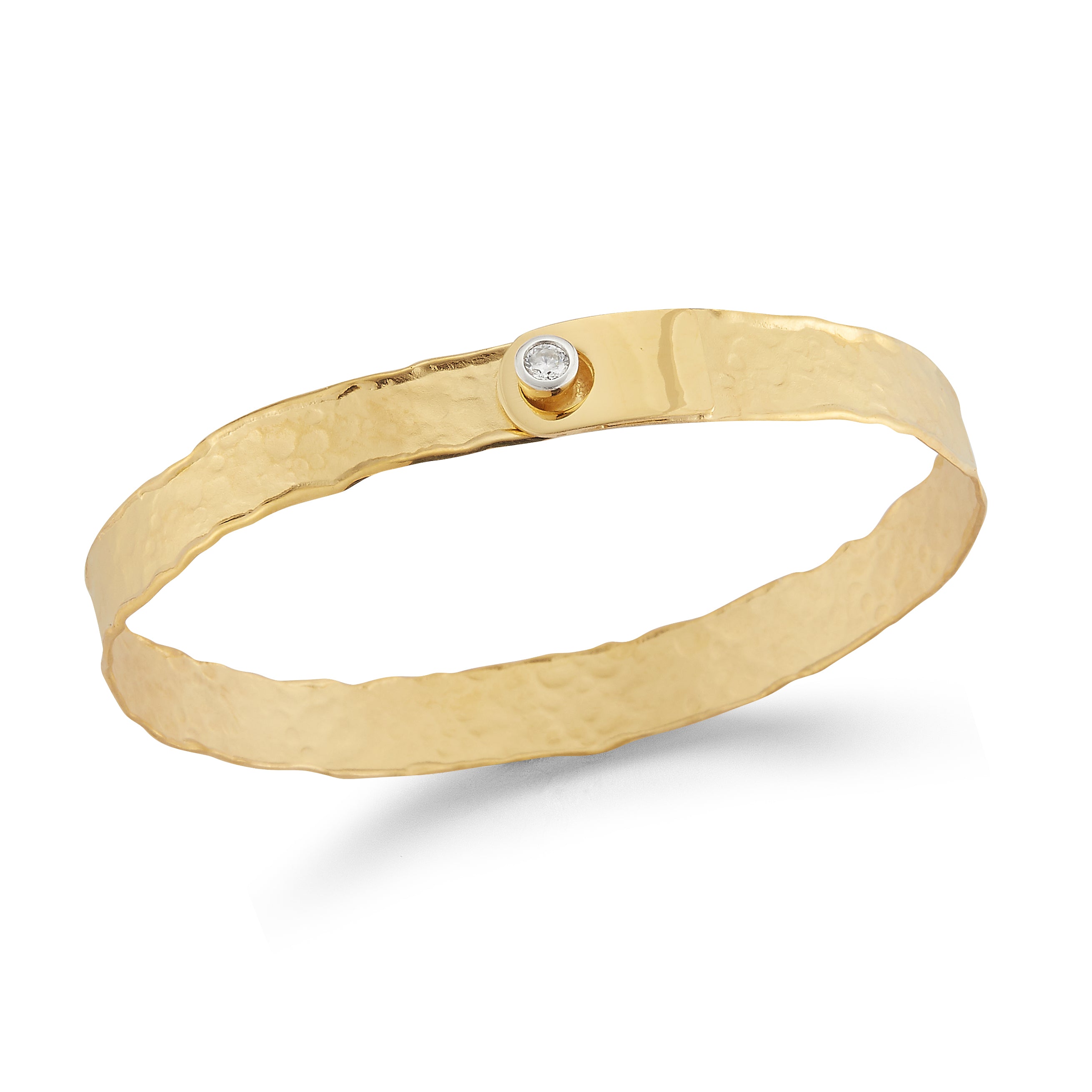 14K-Y BUTTON CUFF BR., 0.10CT