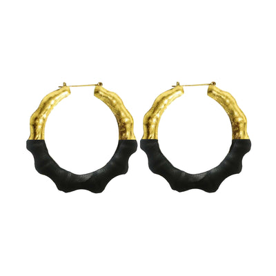 OVAID GHOST AND NOIR LEATHER BAMBOO HOOPS – Seville Michelle