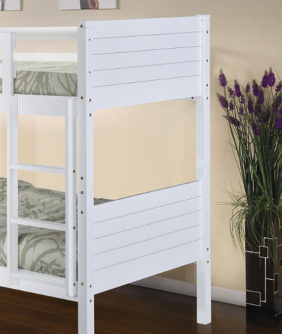 Dewei Bunk Bed, Solid Wood With Ladder, White
