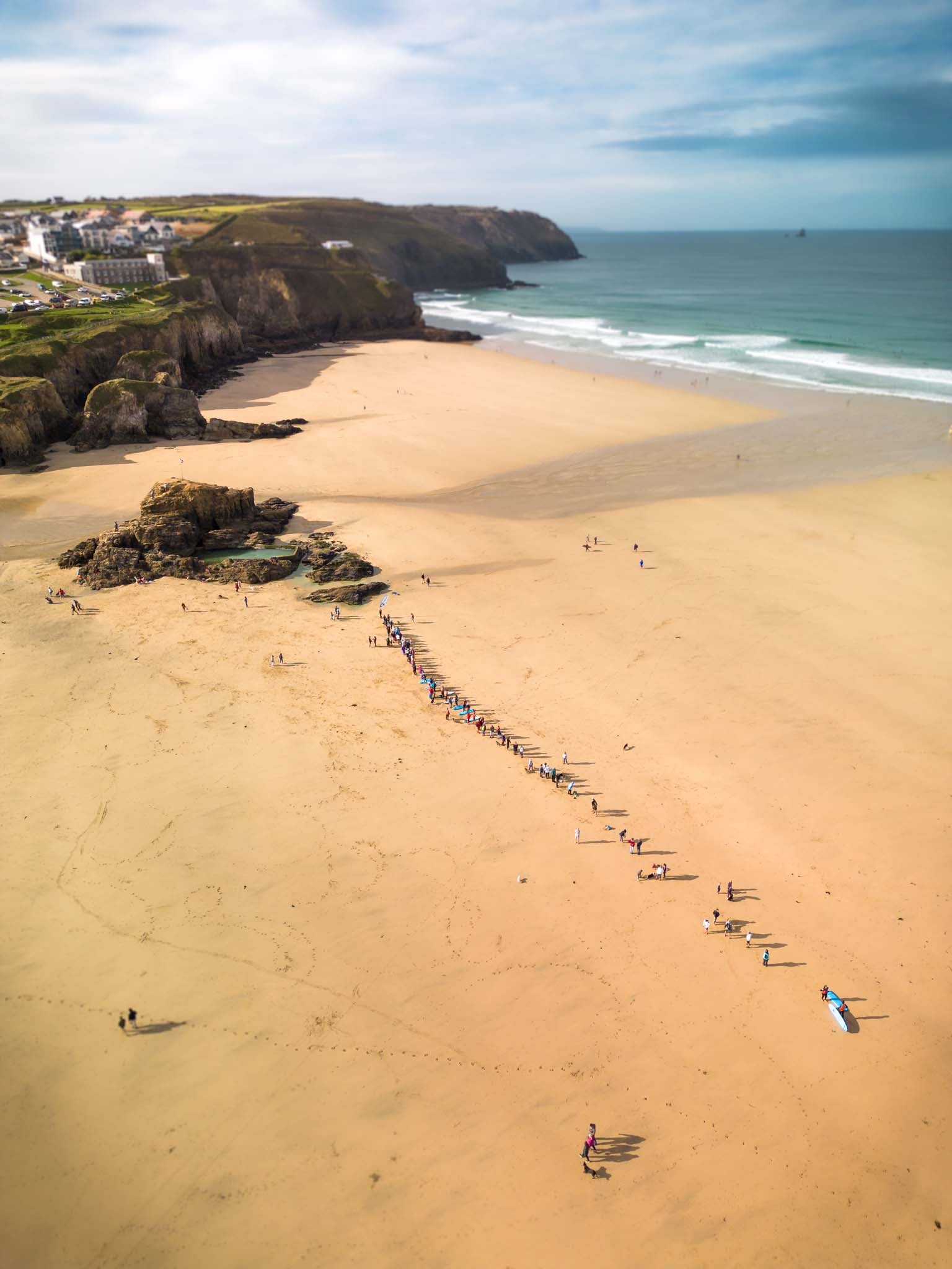 perranporth beach human chain