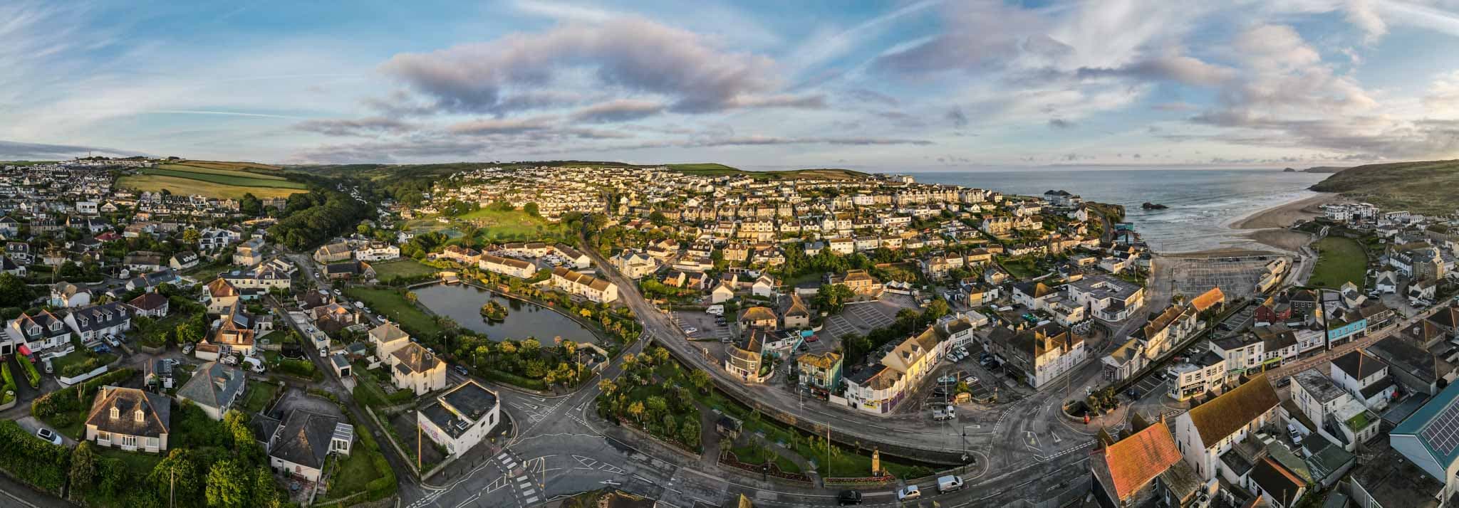 perranporth village panorama