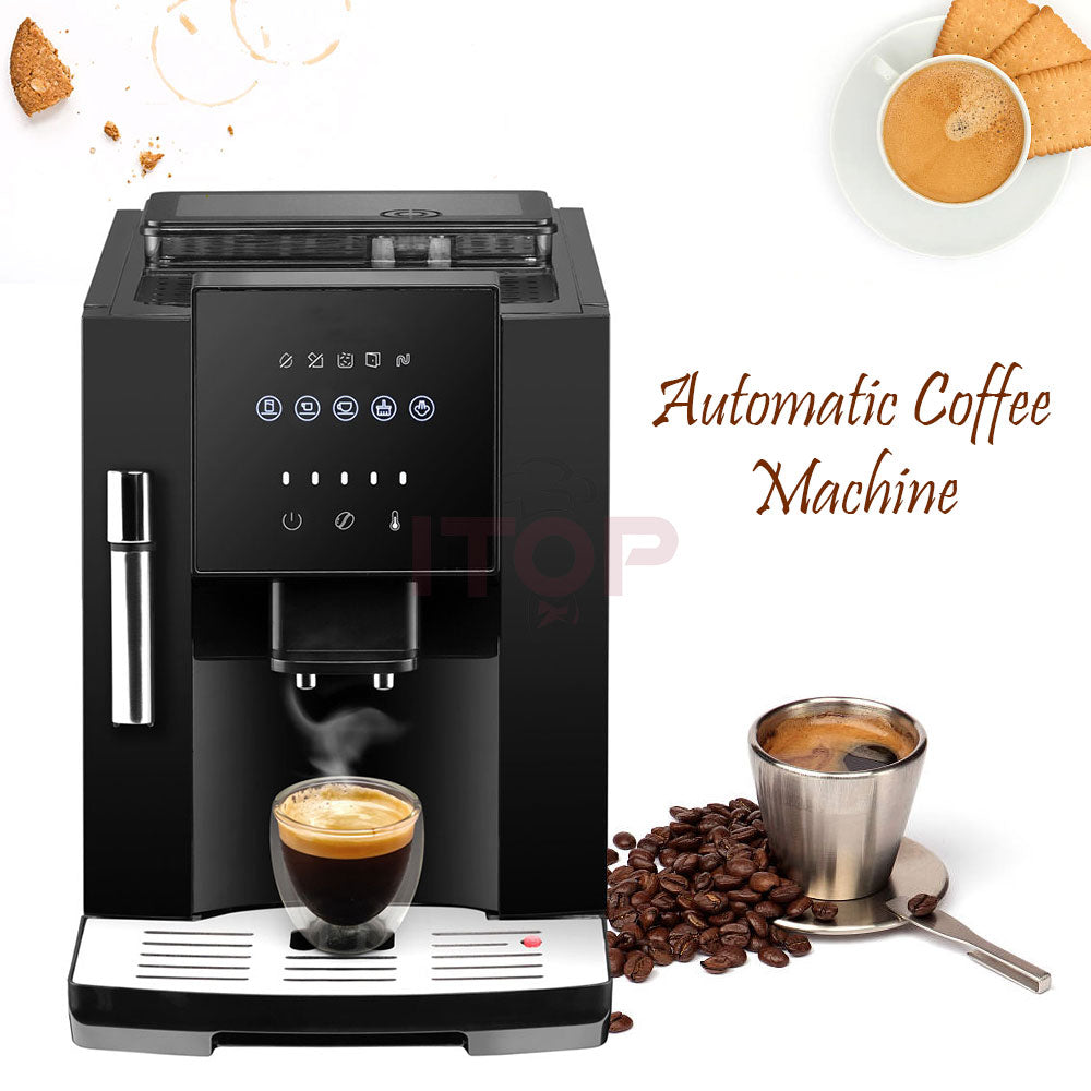 Image of Automatic Espresso Machine | With Built-In Coffee Beans Grinder, Milk Frother, And Hot Water Dispenser
