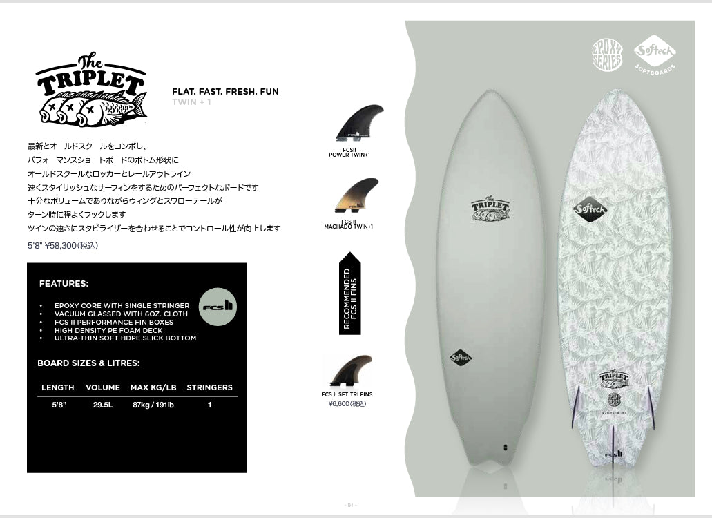 ソフトボード ソフテック SOFTECH THE TRIPLET FCS II TRI FIN 5'8