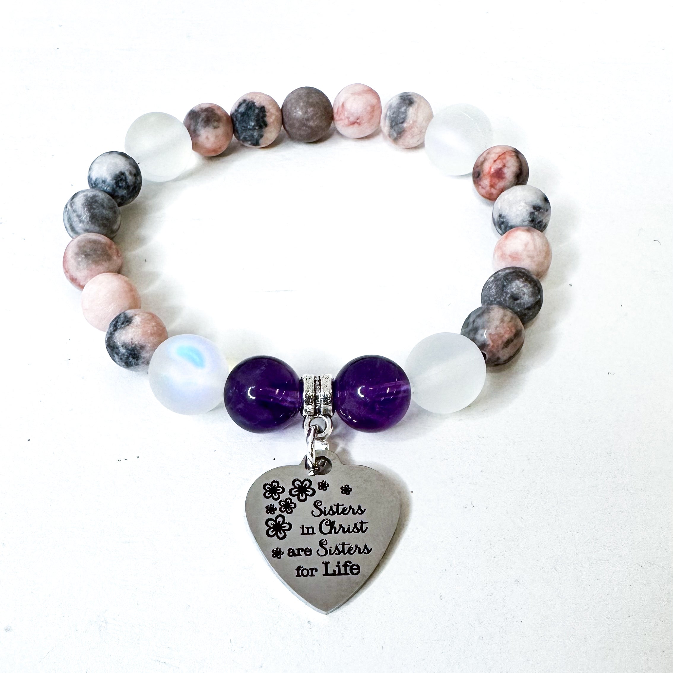 Sisters in Christ Classic Charm Bracelet Amethyst