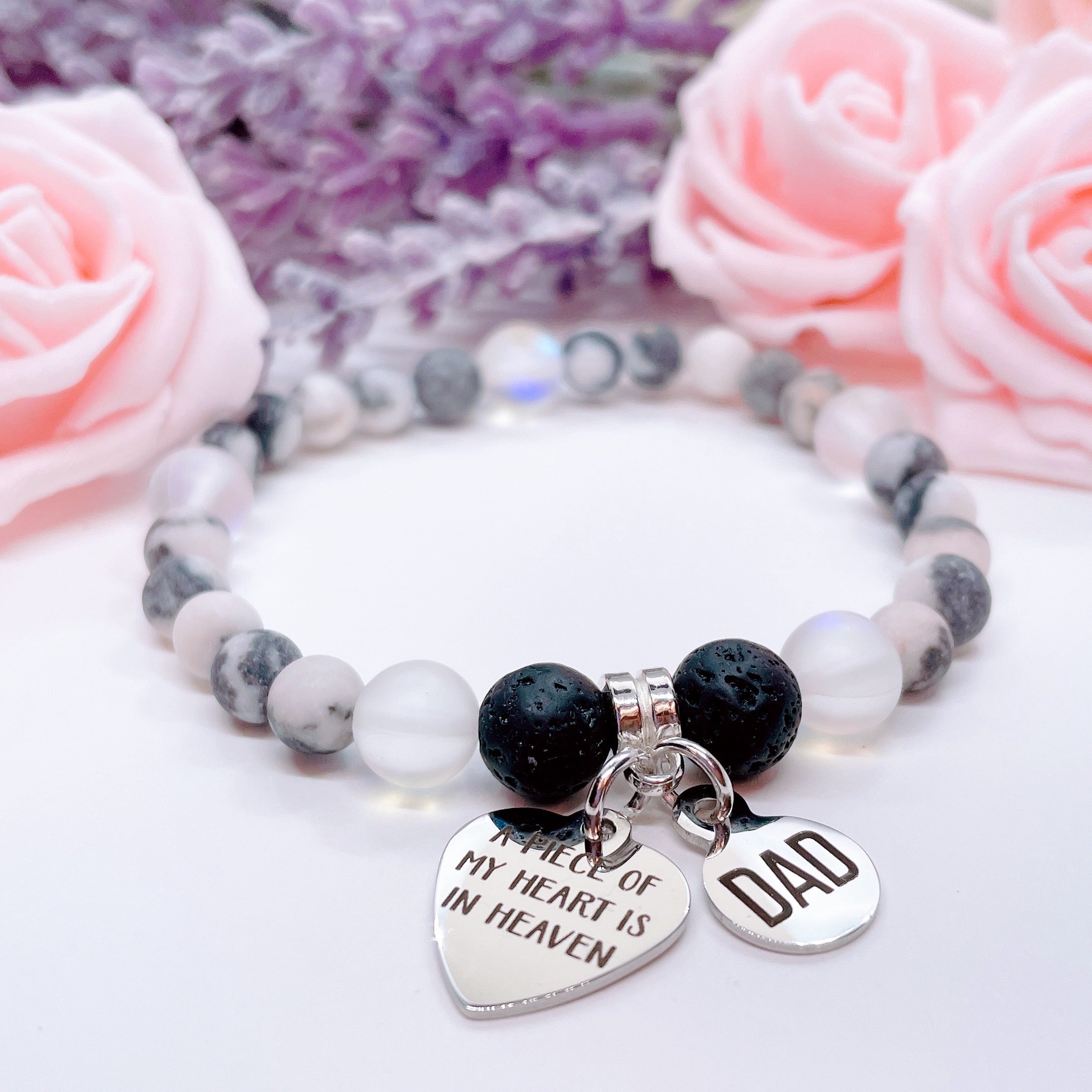 Dad: A Piece of my Heart is in Heaven Companion Charm Bracelet Lava